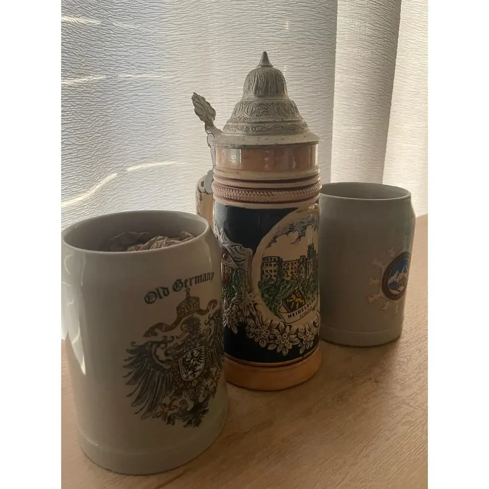Set of 3 German Beer Steins/ Mugs Vintage drinking